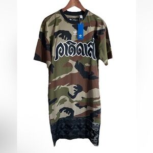 Adidas Originals Pharrell Williams Camo T-Shirt Dress Women’s XS Lace Hem Collab